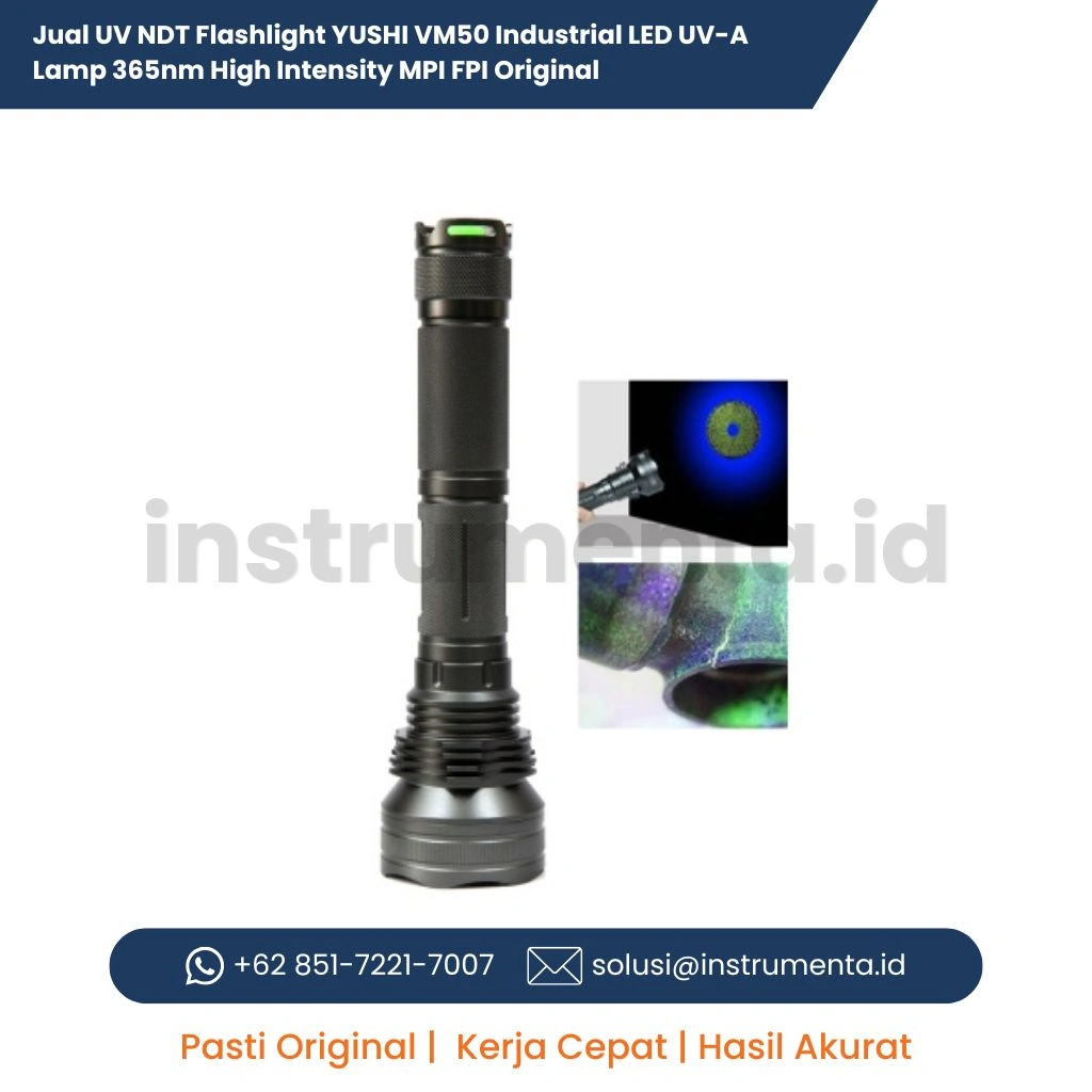 Jual UV NDT Flashlight YUSHI VM50 Industrial LED UV-A Lamp 365nm High Intensity MPI FPI Original